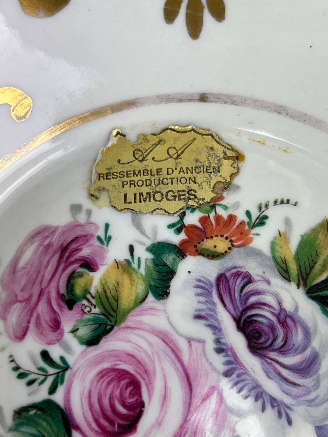 Svuotatasche in porcellana decorata stile Limoges, anni '50