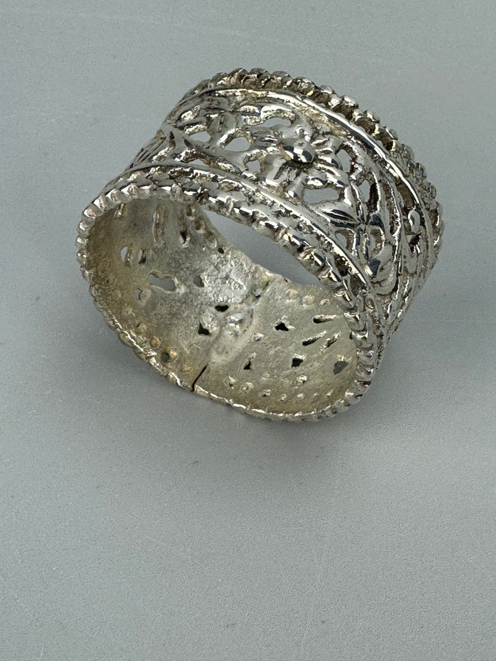 Set di 10 portatovaglioli “Edward” Sheffield Collection metallo argentato traforato vintage