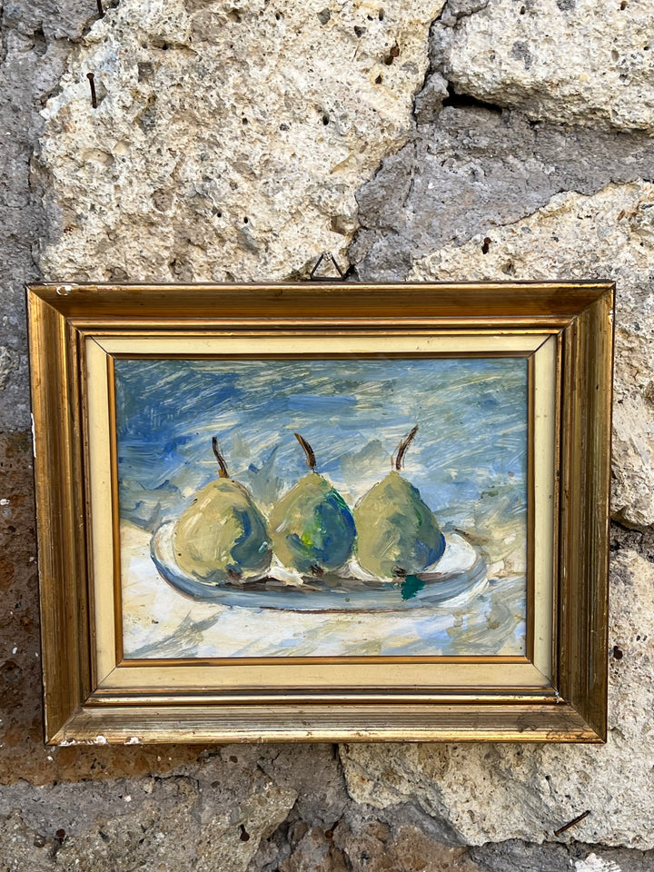 Dipinto a olio su tavola Natura morta con pere