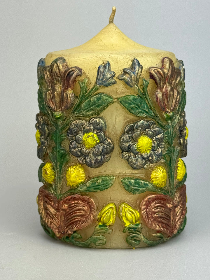 Tris di candele decorative tedesche vintage dipinte a mano