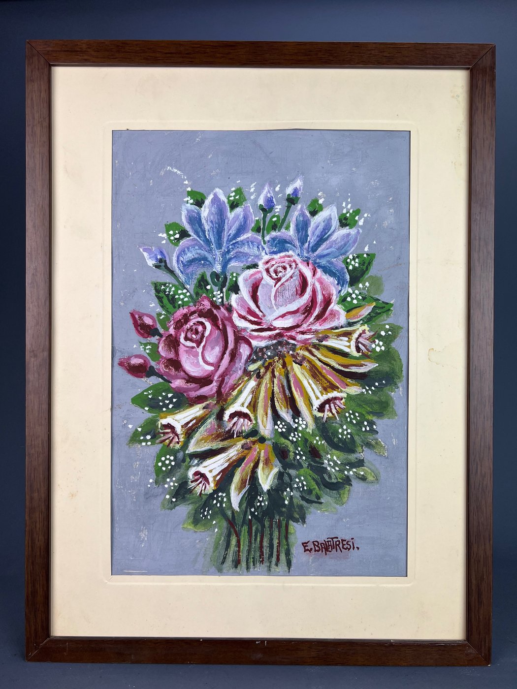 Quadro olio su carta Bouquet Balatresi