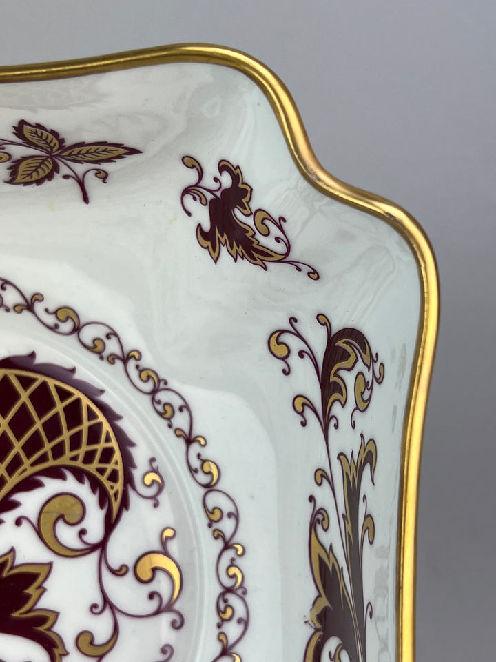 Svuotatasche in porcellana Limoges decoro fogliaceo dorato e bordeaux