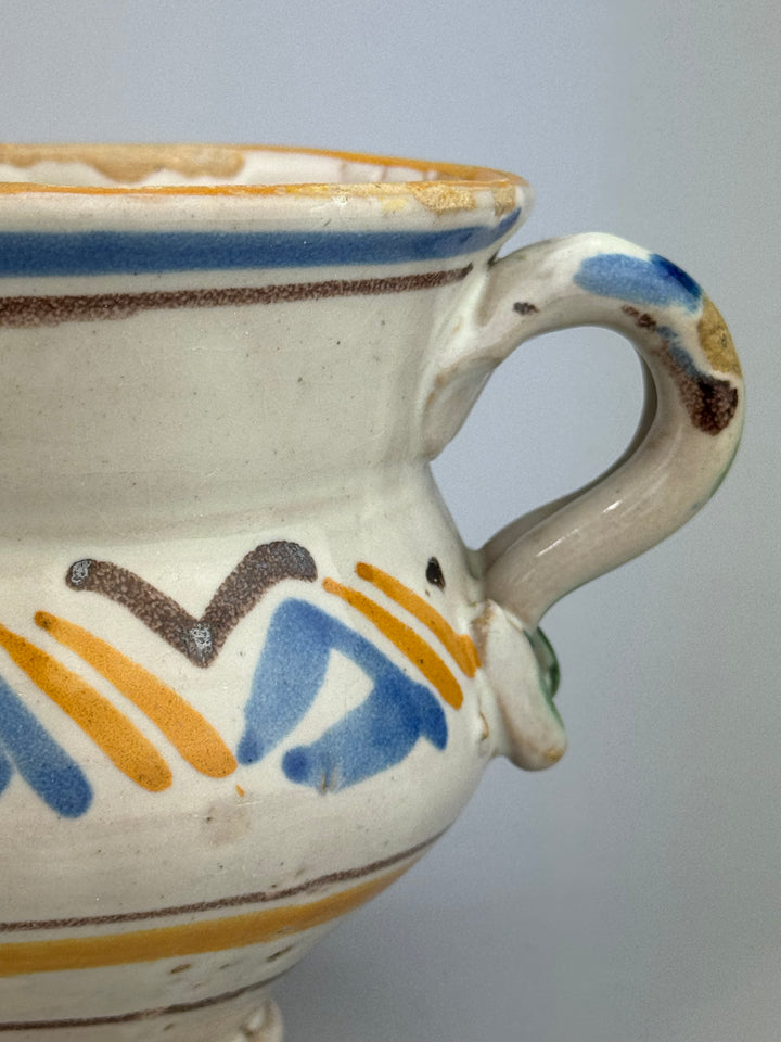 Brocca in maiolica popolare dipinta a mano