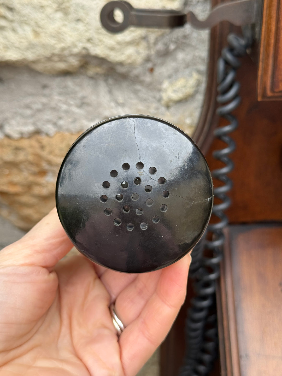 Telefono da parete in legno stile vintage primi '900