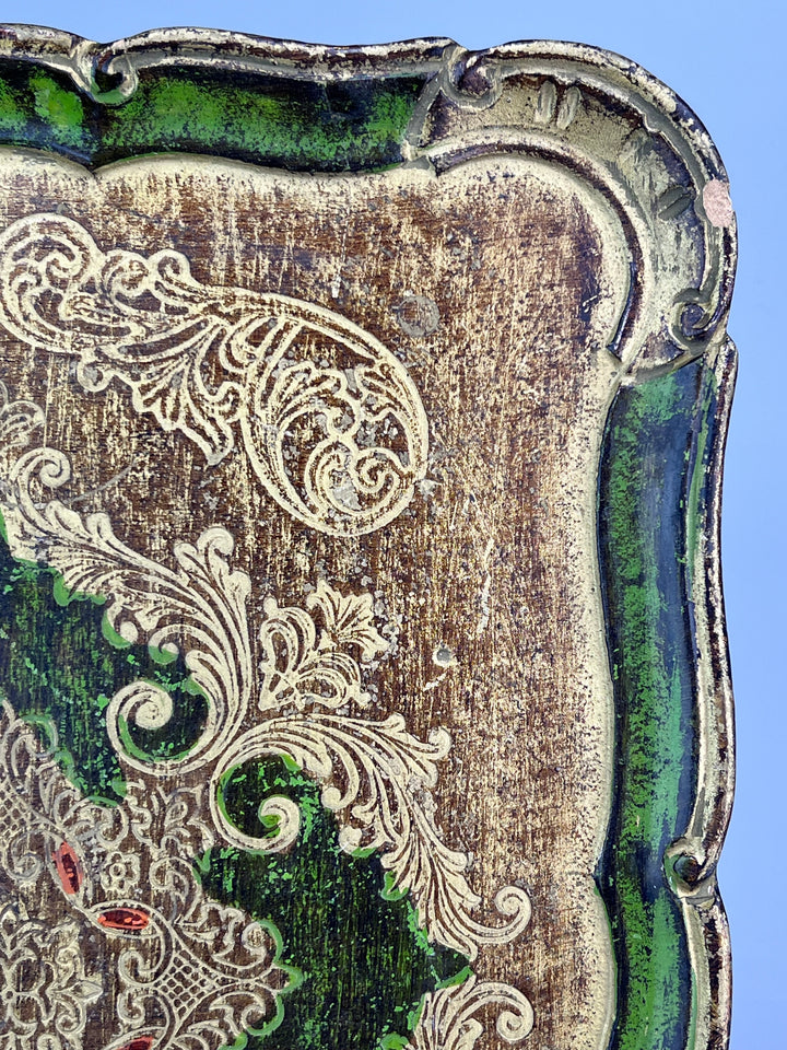 Vassoio fiorentino in legno decorato