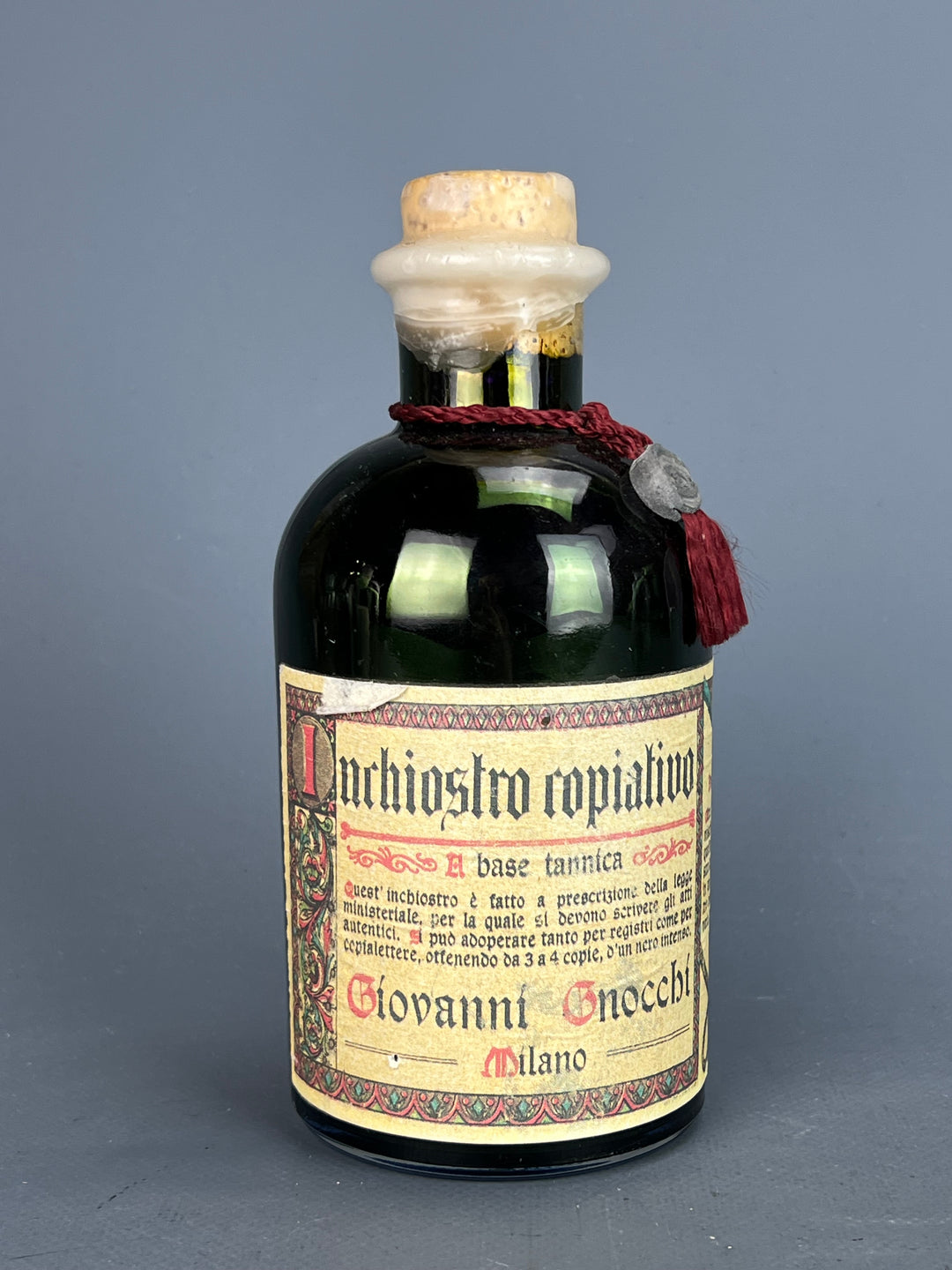 Bottiglia inchiostro copiativo Giovanni Gnocchi