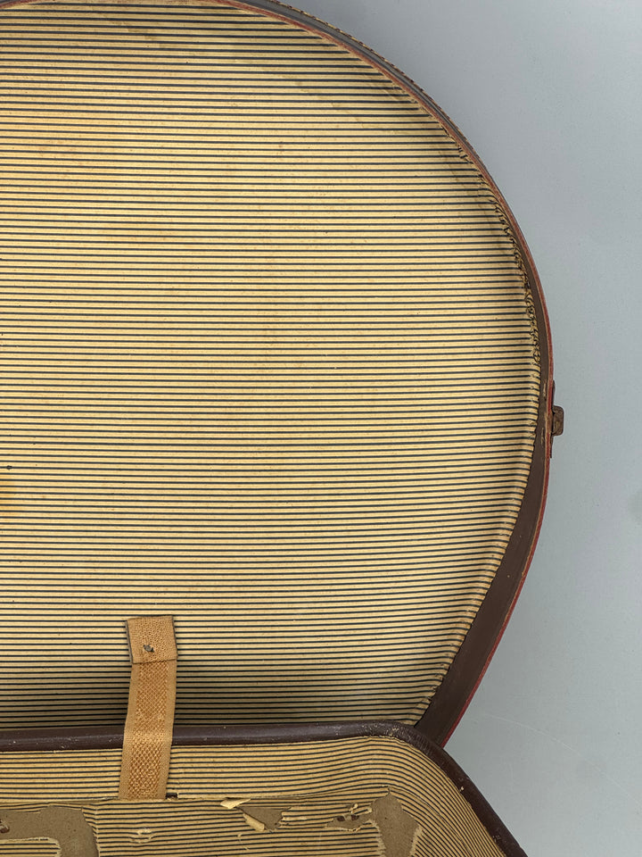 Cappelliera vintage in cuoio marrone con maniglia