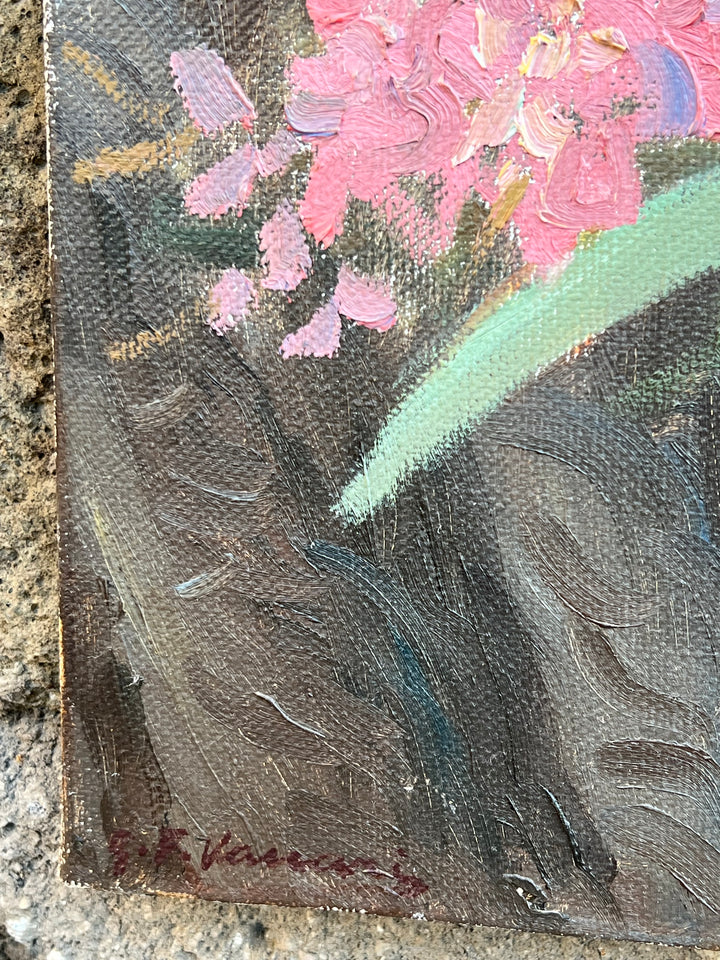 Quadro olio su tela "Rododendri"
