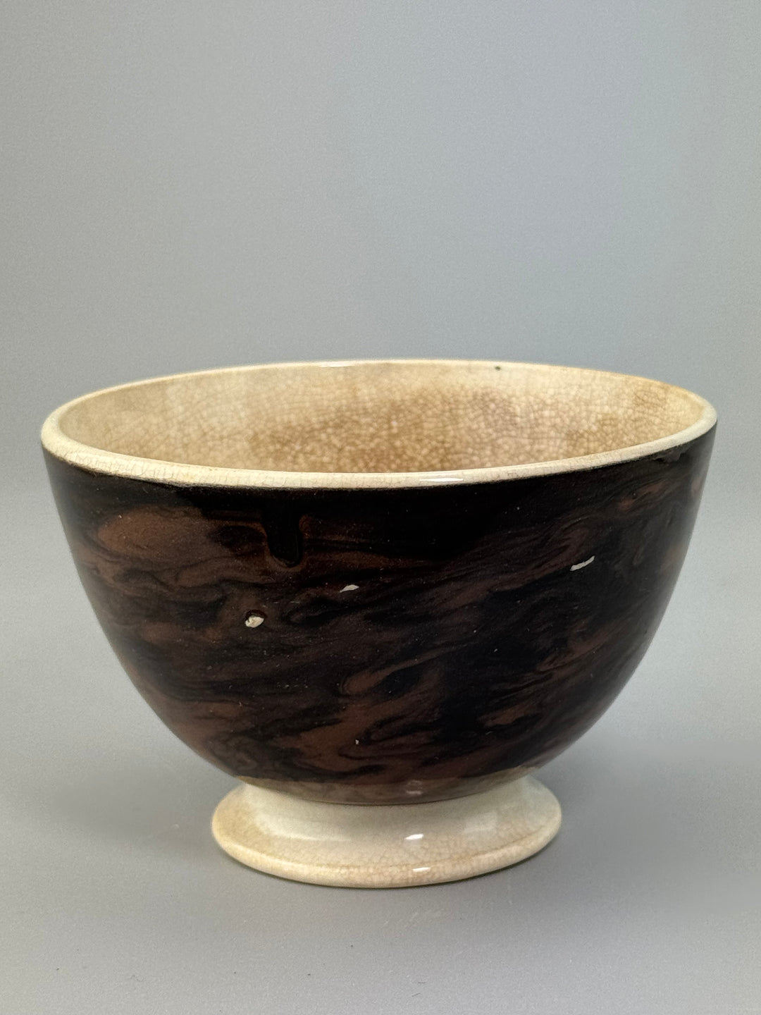 Ciotolina in ceramica Sarreguemines marmorizzata marrone