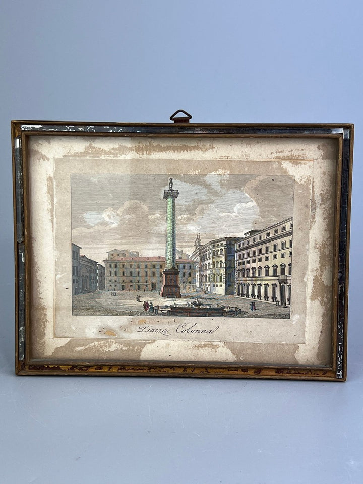 Set di 4 incisioni Roma antica colorate a mano XIX secolo