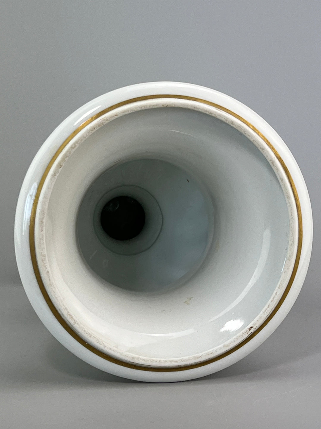 Vaso in porcellana Limoges France con decoro floreale rosa e blu