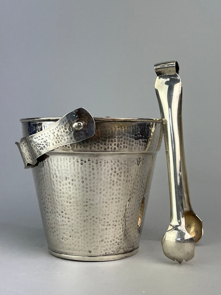 Secchiello da Ghiaccio in Silverplated Martellato con Pinza – Vintage