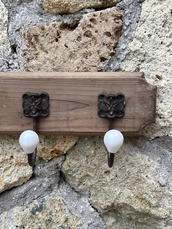 Appendiabiti da muro legno pomelli porcellana
