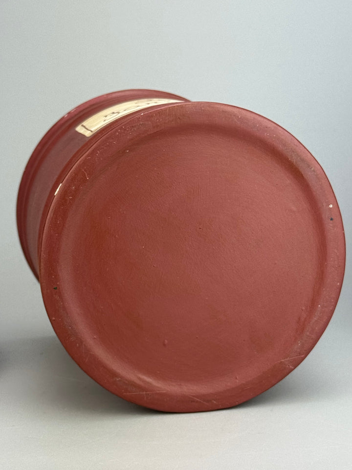 Coppia di Barattoli da Cucina in Ceramica Dipinta a Mano “Farina” e “Zucchero” Stile Rustico