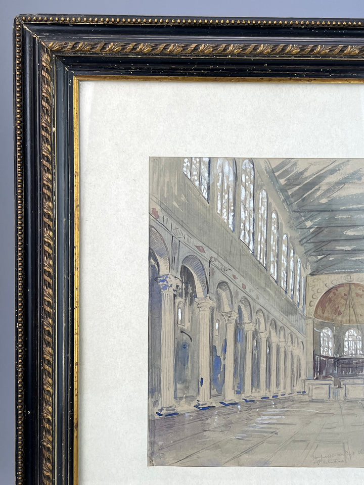 Acquarello Interno della Basilica di Santa Sabina all’Aventino Roma