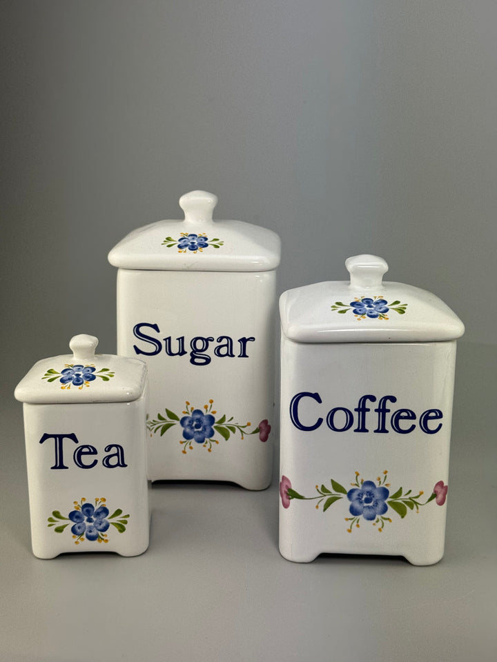Set barattoli da cucina in ceramica portoghese Tea Coffee Sugar