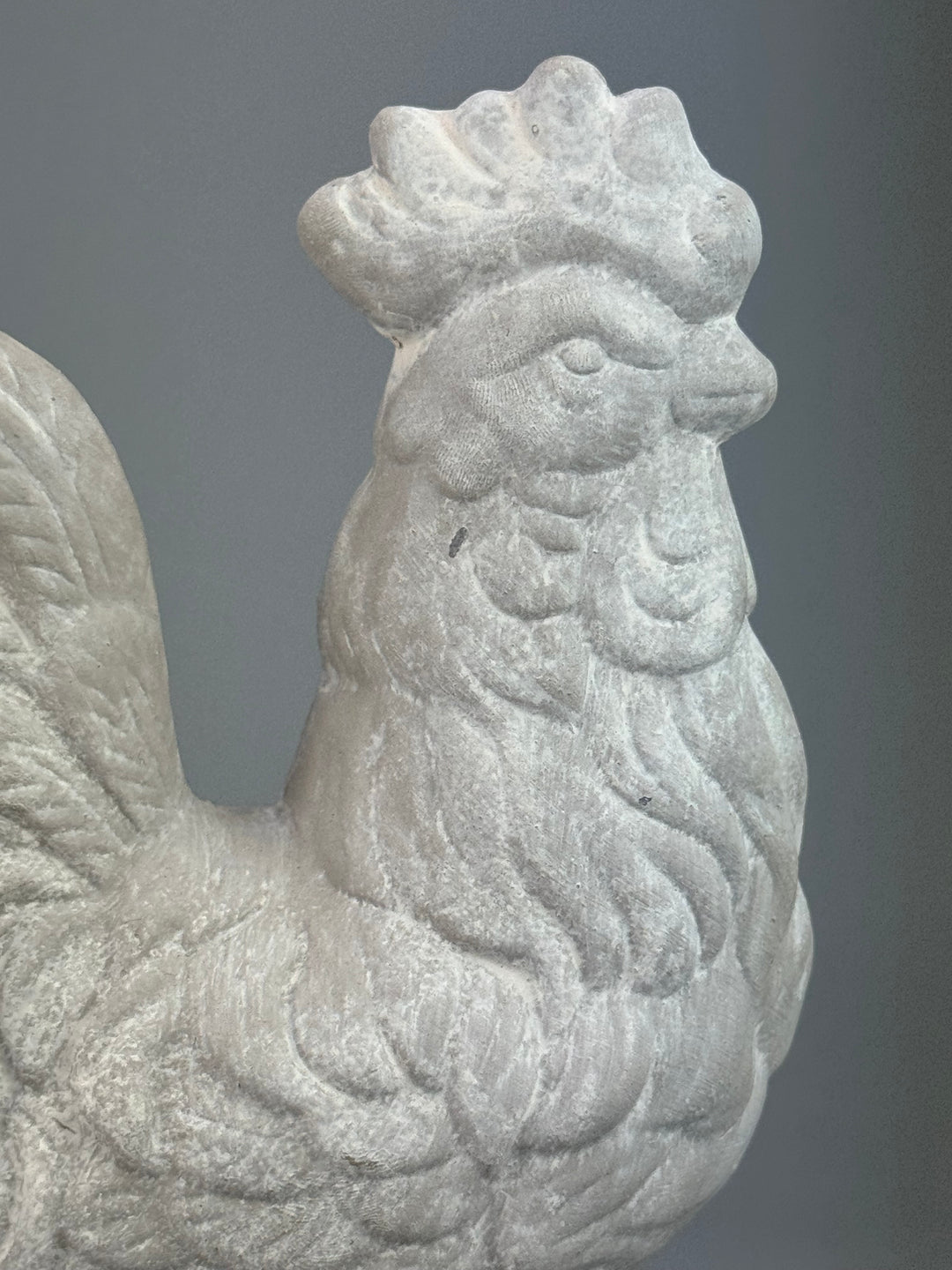 Statua Gallo vintage in gesso decorazione rustica country chic