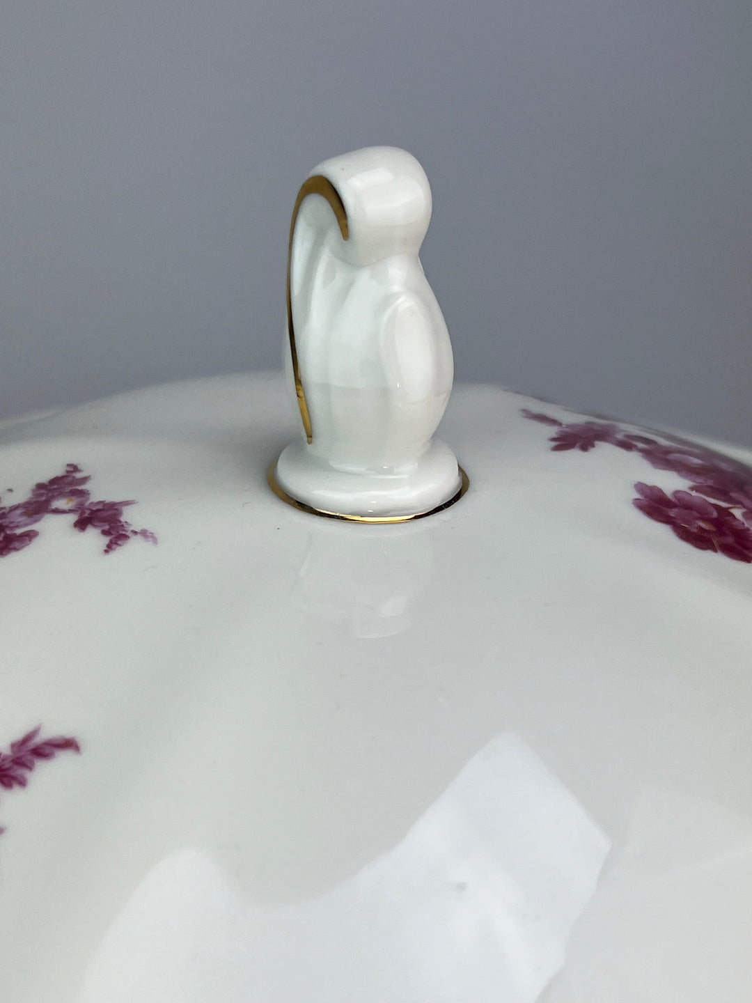 Zuppiera vintage in porcellana Bavaria decoro rosso rubino