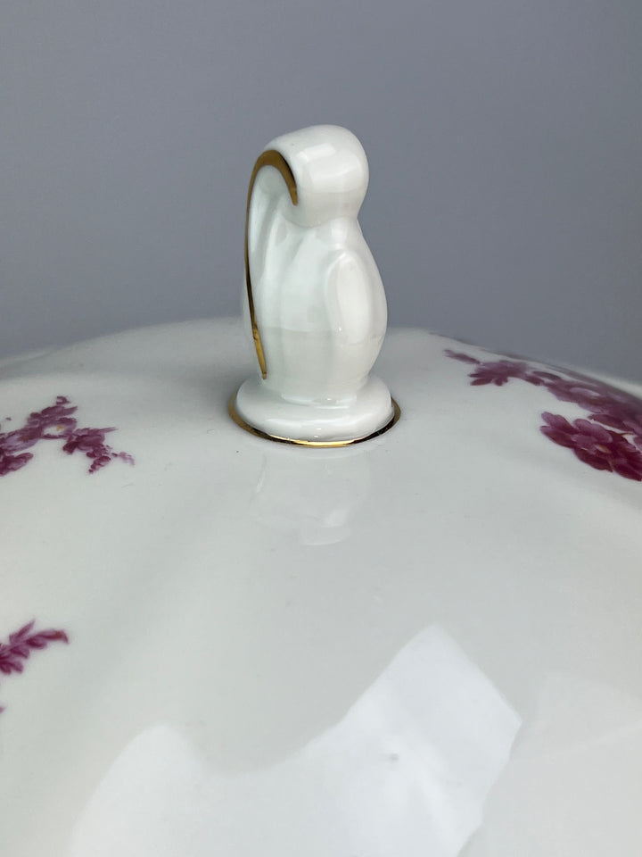 Zuppiera vintage in porcellana Bavaria decoro rosso rubino