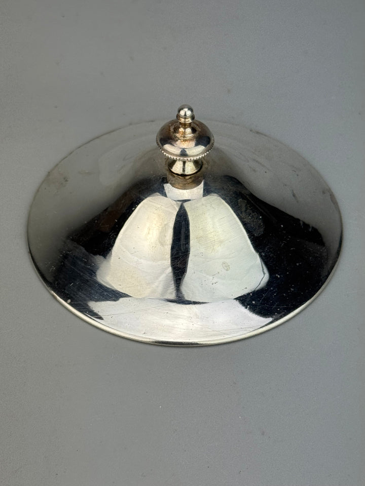 Formaggiera vintage in Vetro con coperchio e vassoio in silverplate