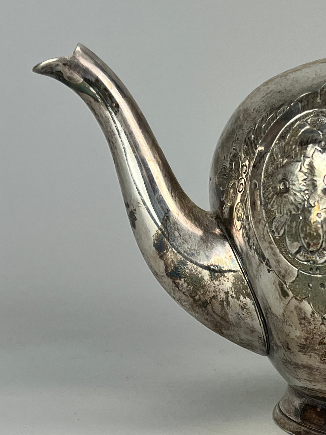 Teiera inglese silverplated decoro inciso