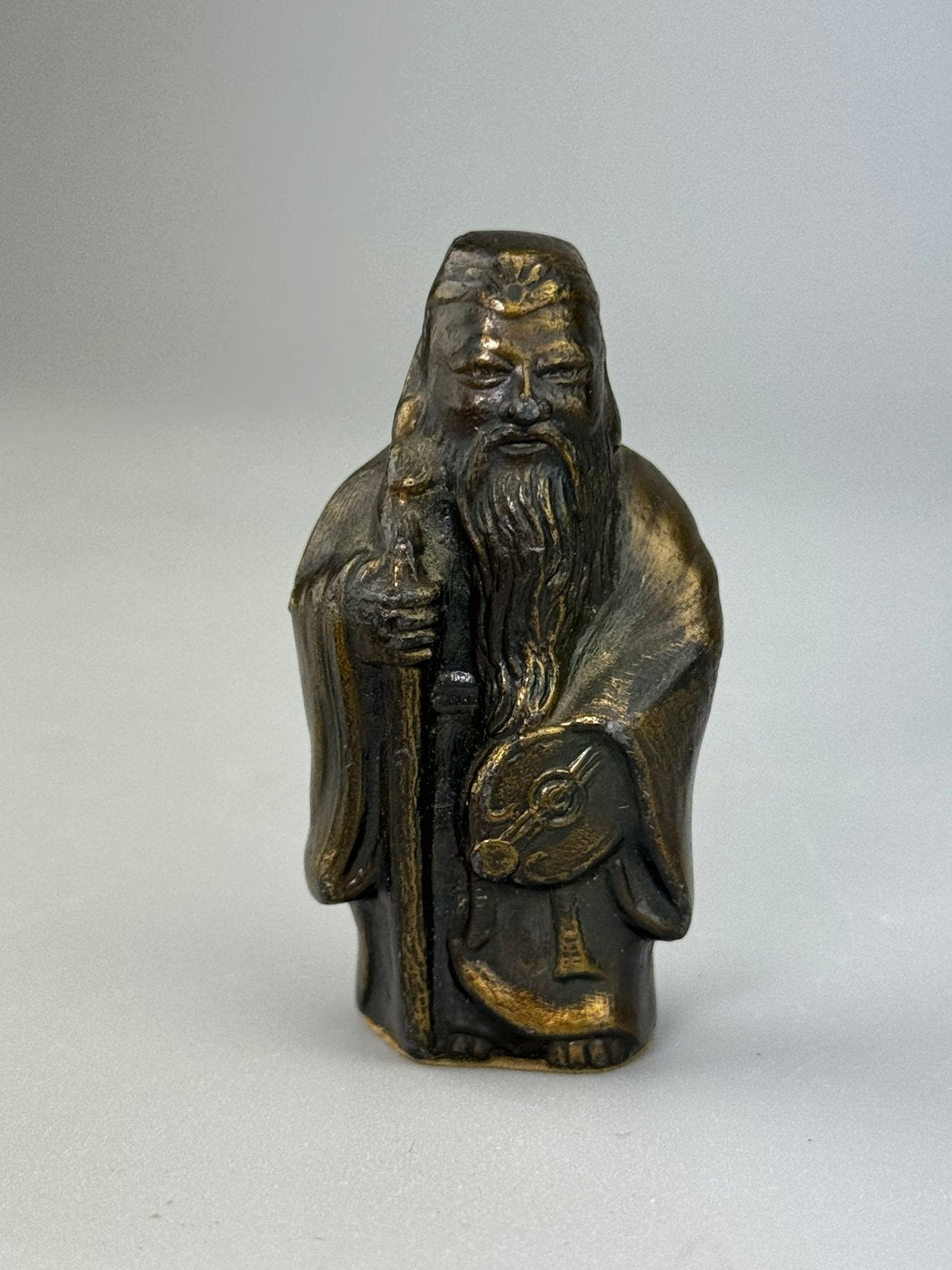 Set di 7 Shichi Fukujin in bronzo Divinità della Fortuna Giapponesi XX secolo