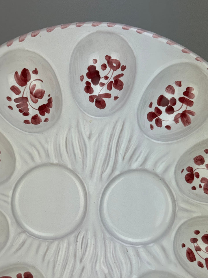 Piatto Portauova in ceramica Deruta dipinto a mano