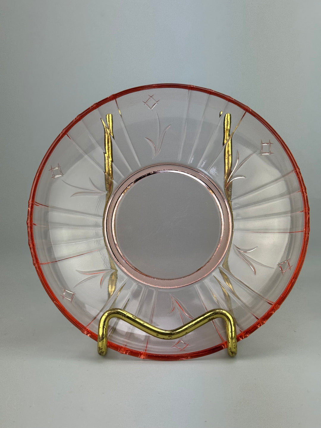 Servizio da macedonia vintage 6 persone in vetro rosa decoro floreale