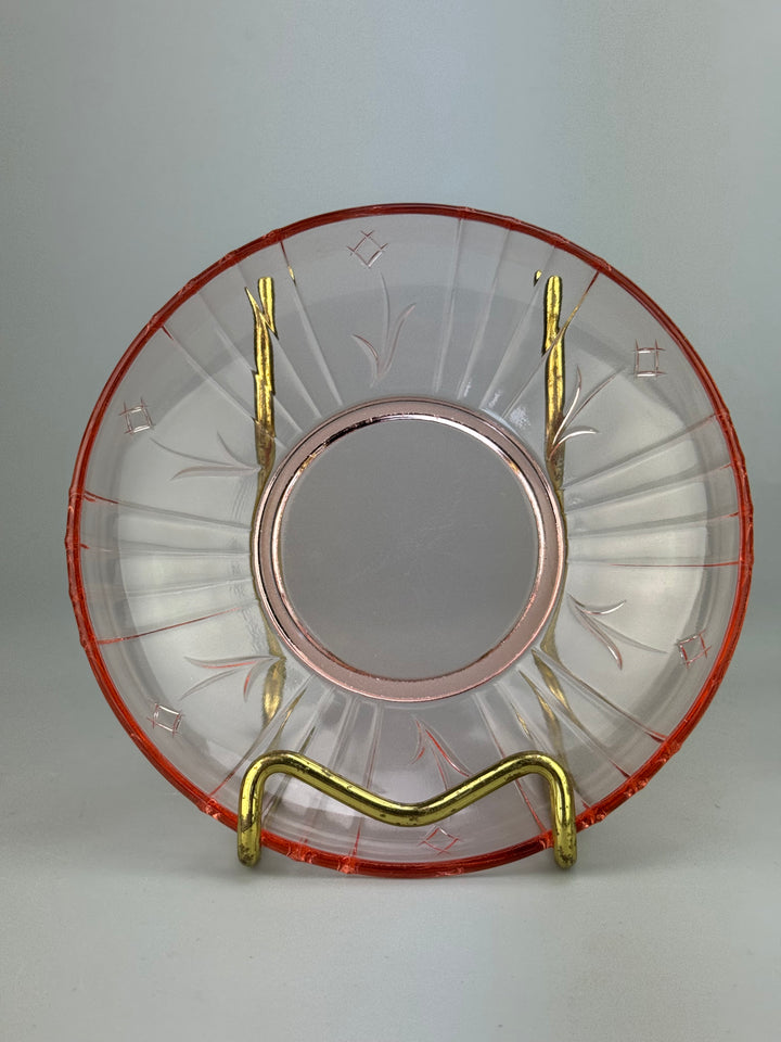 Servizio da macedonia vintage 6 persone in vetro rosa decoro floreale
