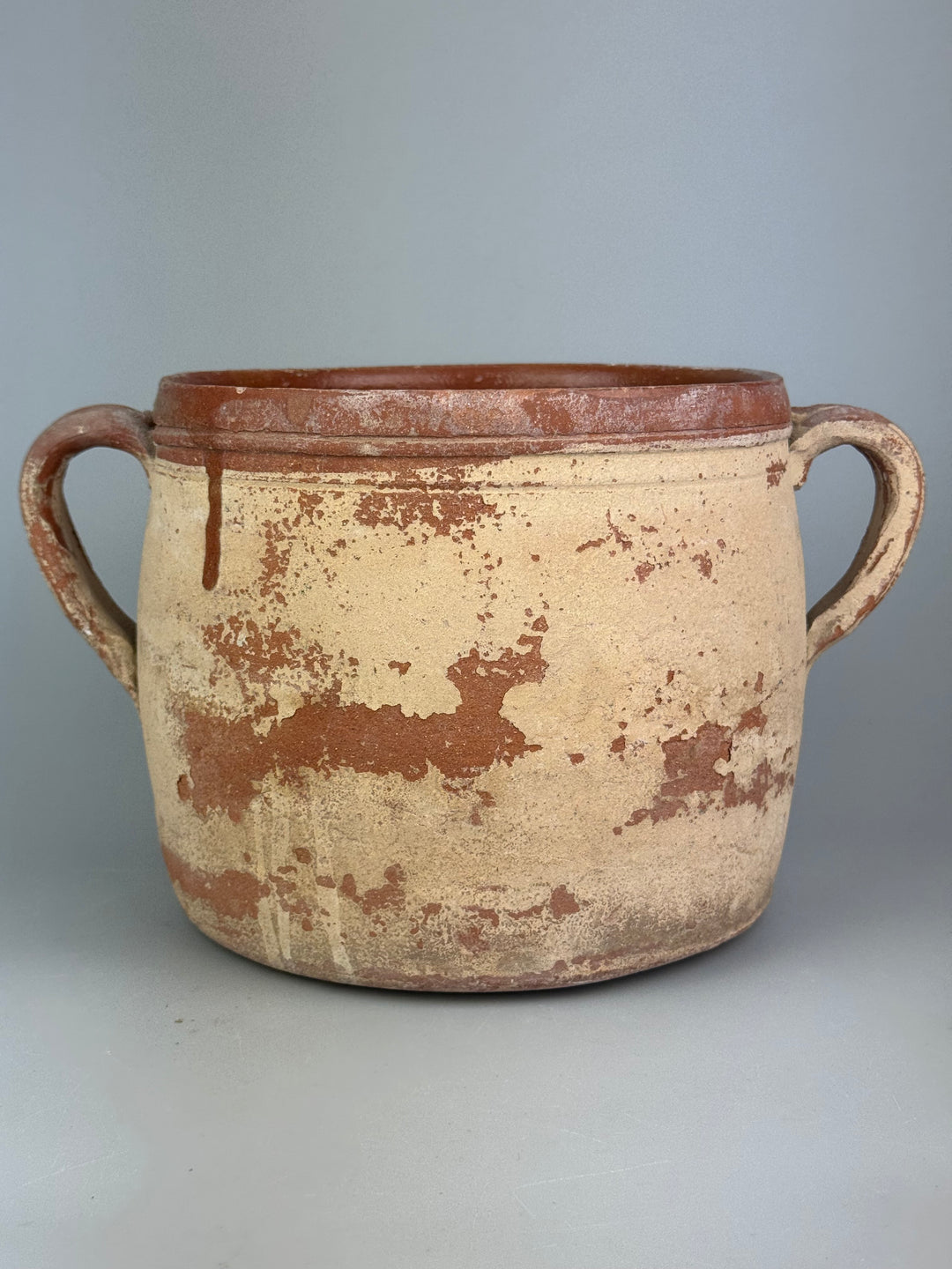 Contenitore rustico vintage in terracotta con due manici