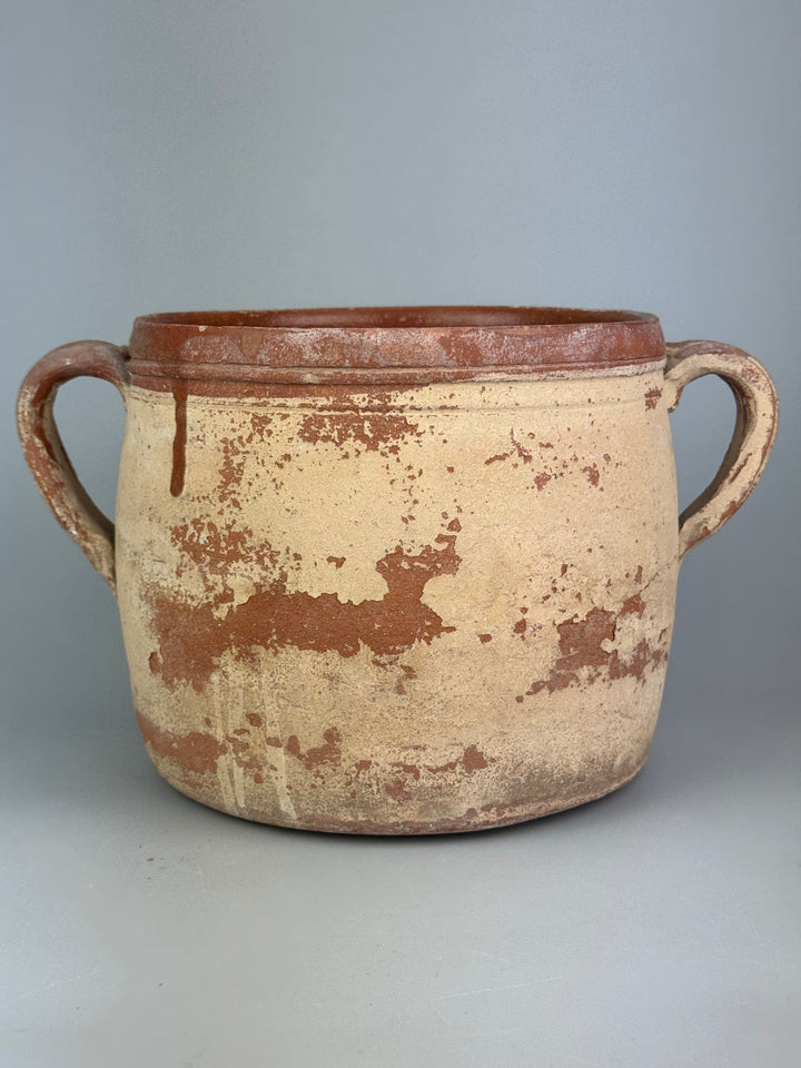 Contenitore rustico vintage in terracotta con due manici