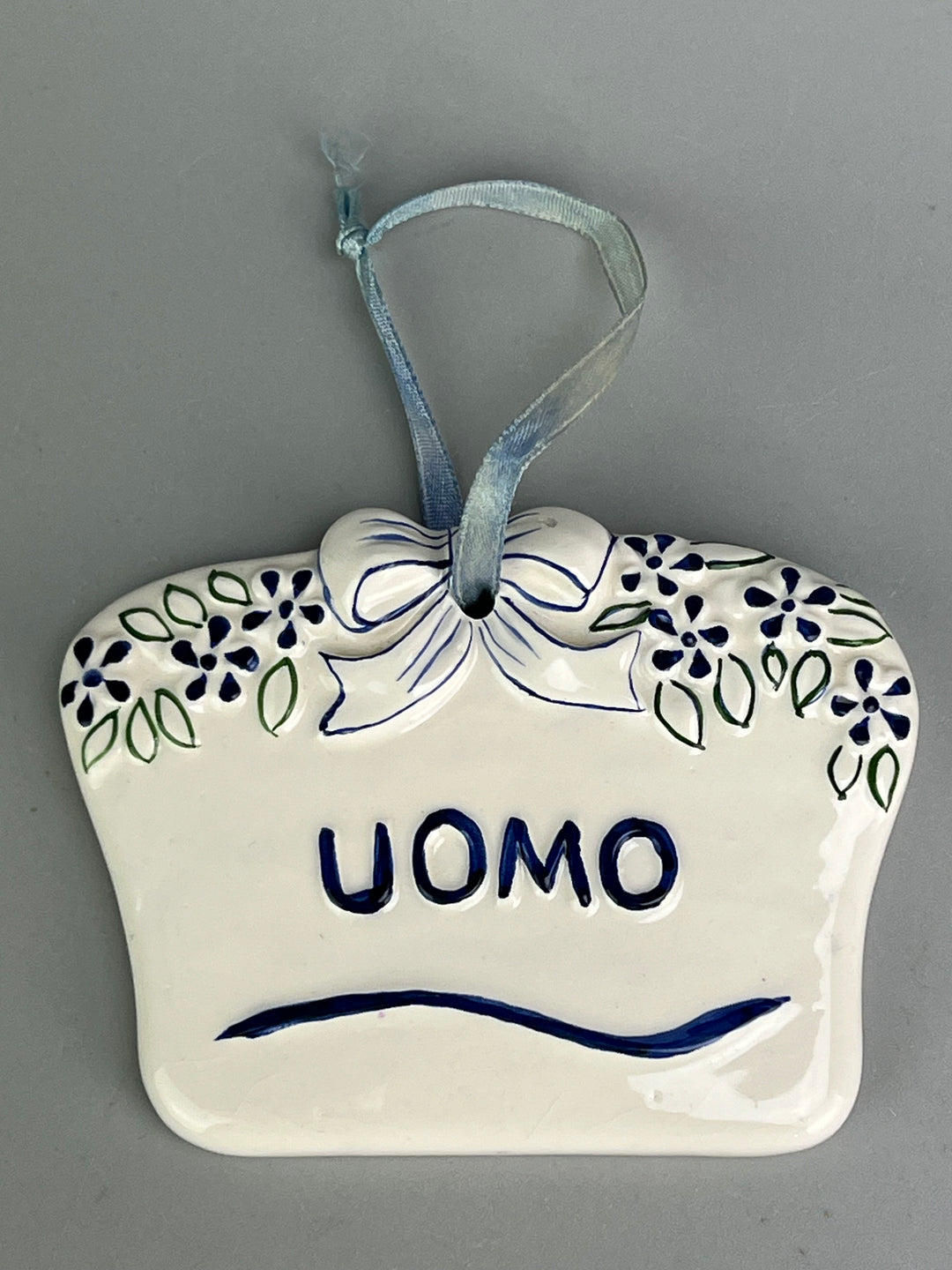 Coppia di targhette vintage in porcellana "Donna" e "Uomo"