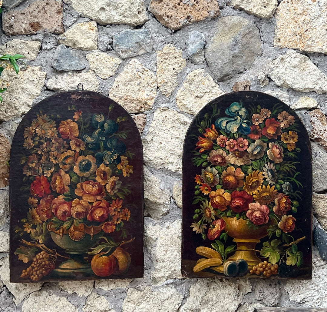 Coppia Quadri Bouquet olio su tela primi '900