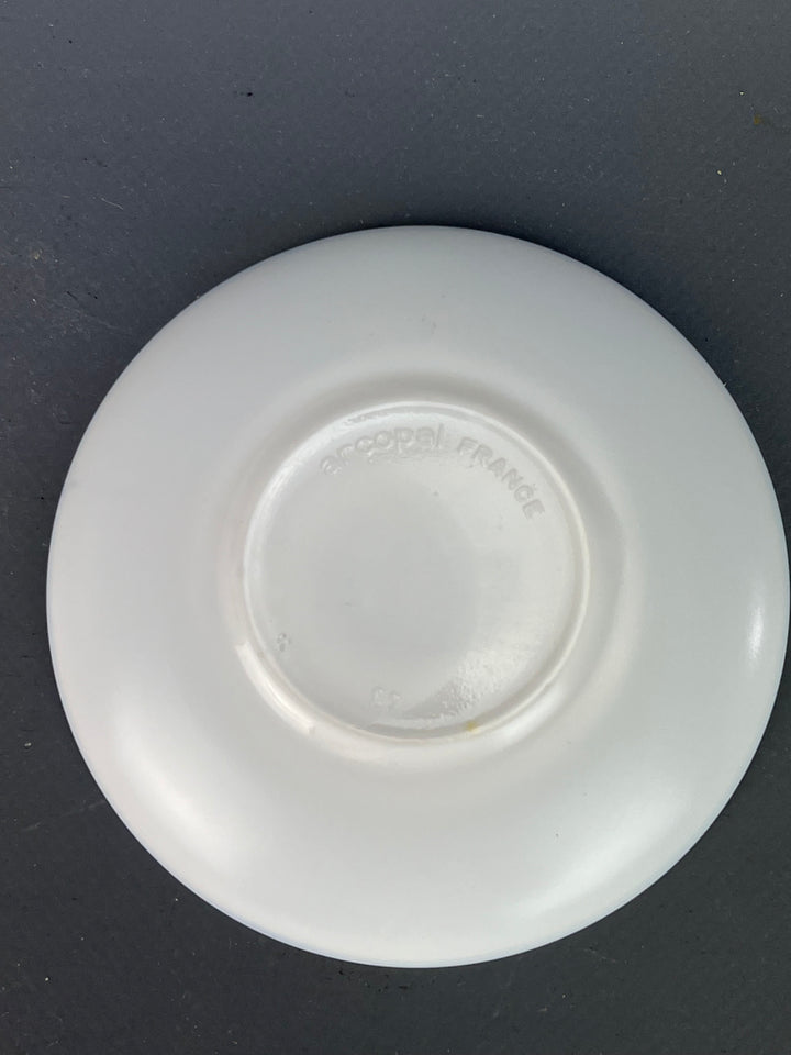 Set da caffè sei persone vetro opalino pois rossi vintage