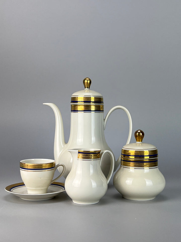 Servizio da caffè dodici persone Seltmann Bavaria bordo oro e blu