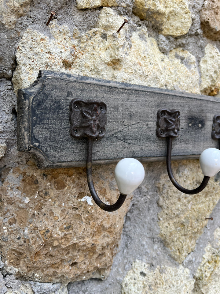 Appendiabiti da muro legno pomelli porcellana