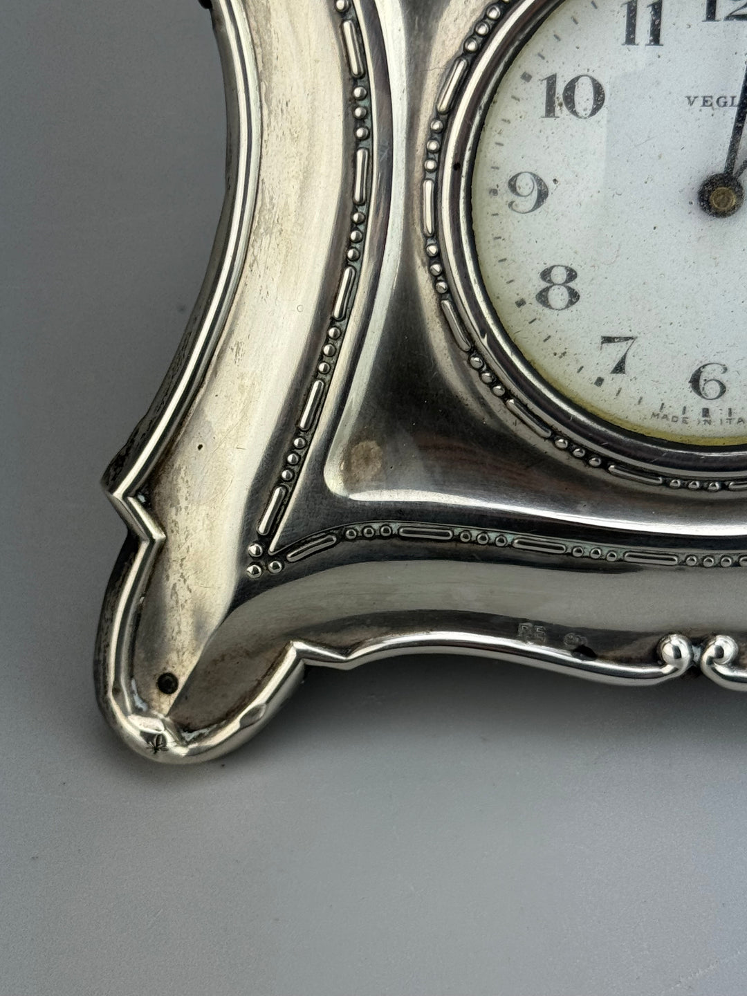 Sveglia da tavolo Veglia in argento 800 vintage