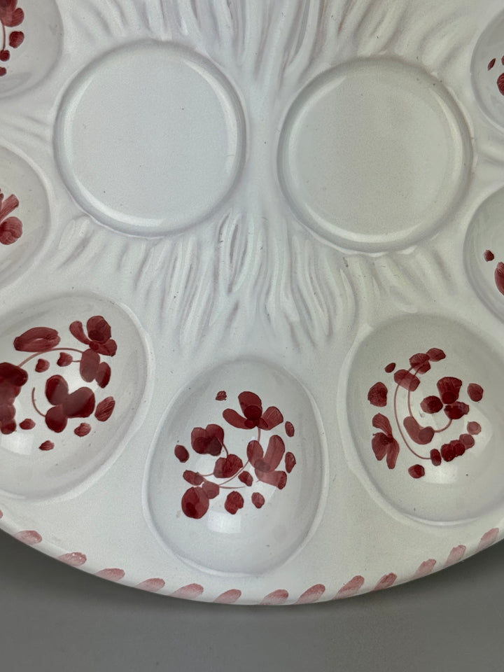 Piatto Portauova in ceramica Deruta dipinto a mano