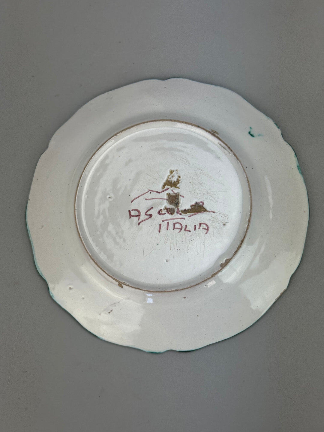 Set 12 piattini da pane in ceramica dipinta a mano Ascoli Piceno decoro floreale