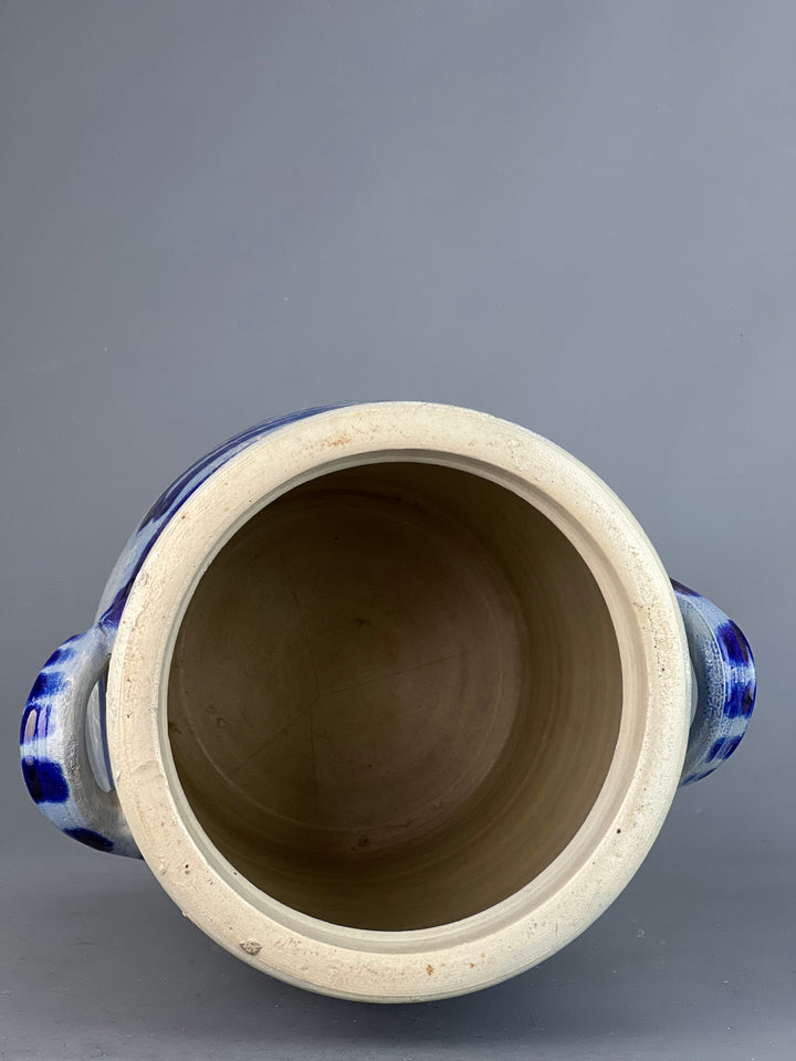Vaso grès salato smaltato dipinto vintage