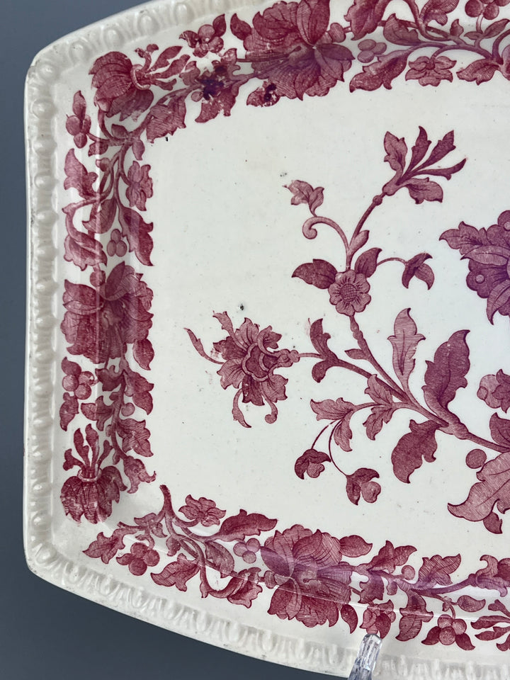 Vassoio ceramica copeland decoro rosa