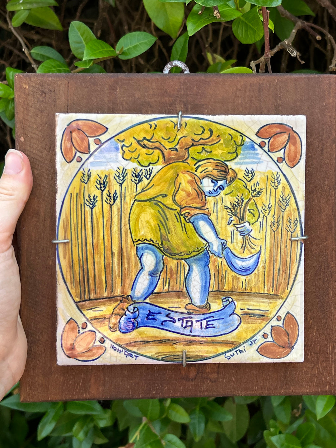 Set di 4 mattonelle in ceramica con le quattro stagioni