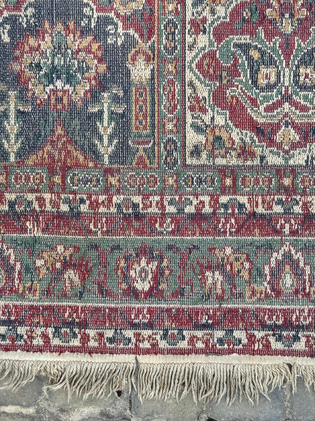 Tappeto vintage pakistano in lana – motivo a giardino – 226 × 145 cm