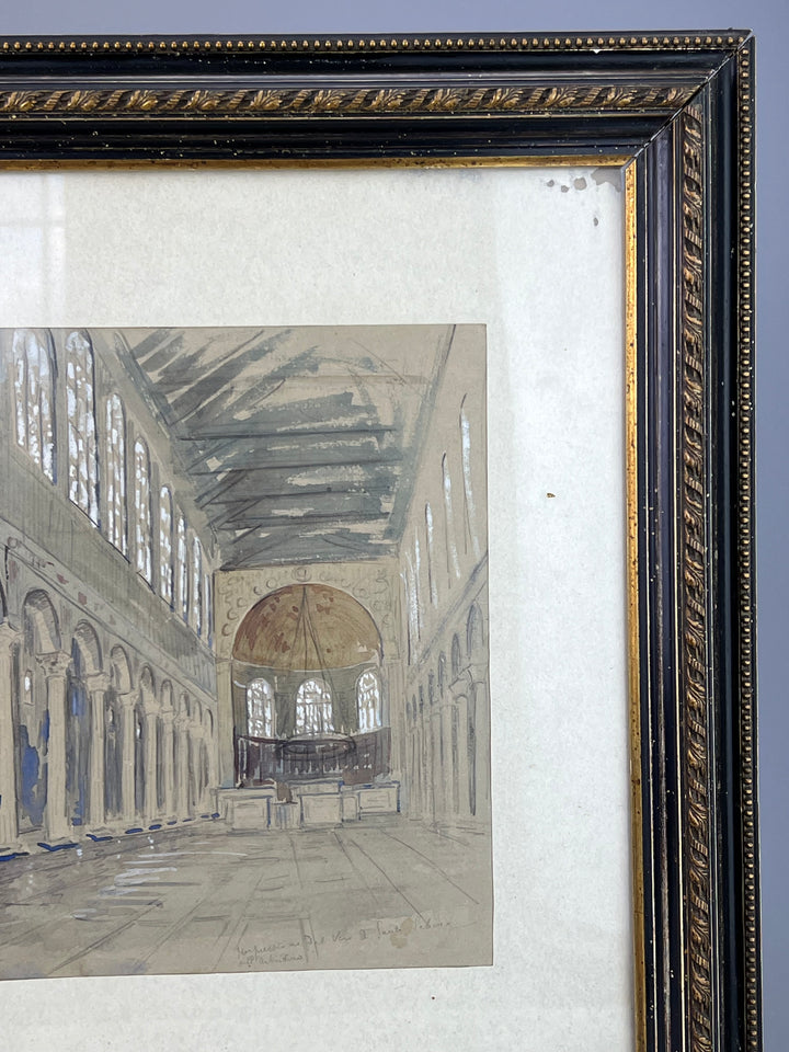 Acquarello Interno della Basilica di Santa Sabina all’Aventino Roma
