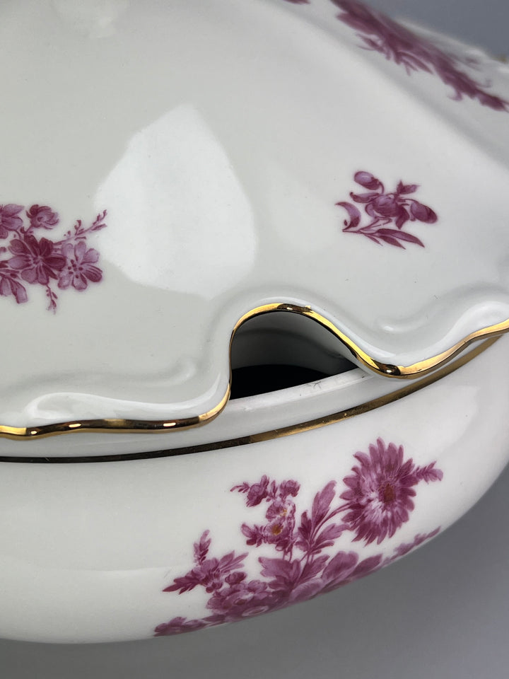 Zuppiera vintage in porcellana Bavaria decoro rosso rubino