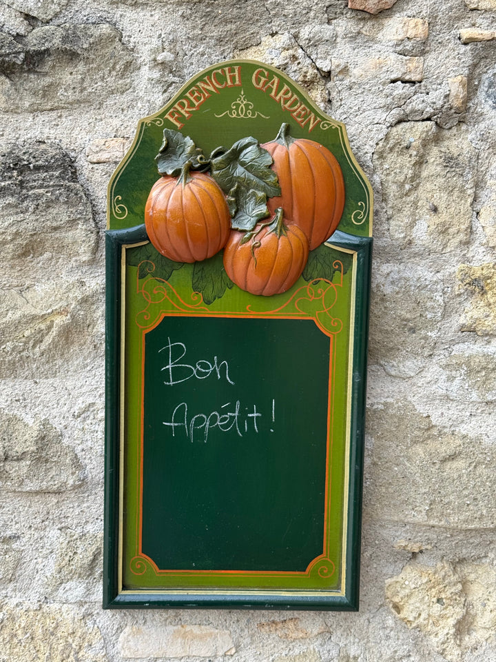 Pannello decorativo “French Garden” con lavagna con zucche in rilievo stile country chic