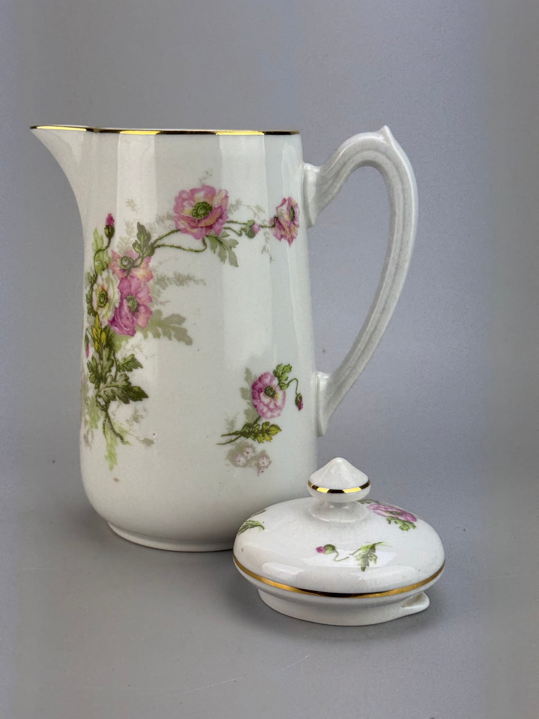 Caffettiera in porcellana decoro floreale Limoges