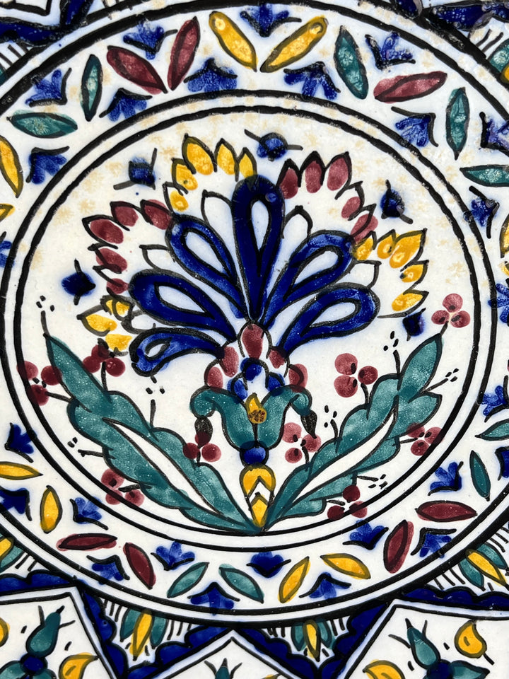 Piatto da parete in ceramica decorata stile marocchino Safi