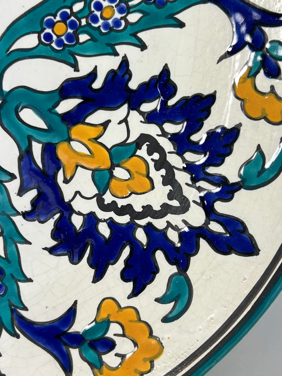 Piatto da parete in ceramica dipinta a mano decoro floreale ispirazione Safi