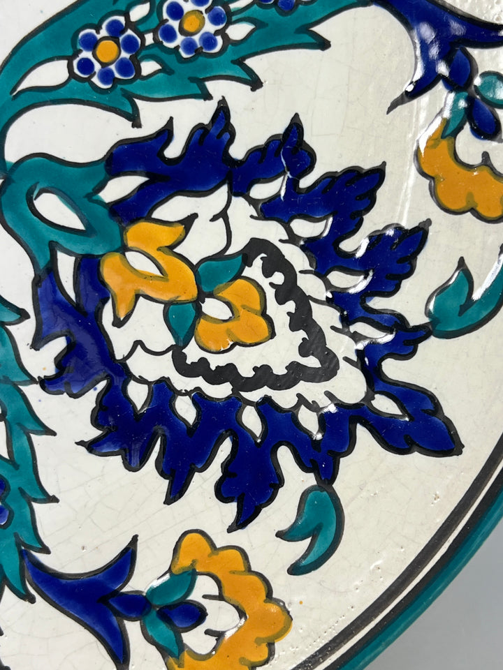 Piatto da parete in ceramica dipinta a mano decoro floreale ispirazione Safi
